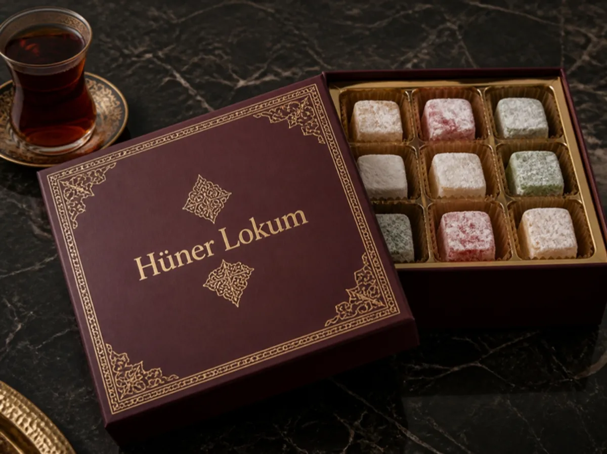 Hüner Lokum yaldızlı sert hediye kutusu