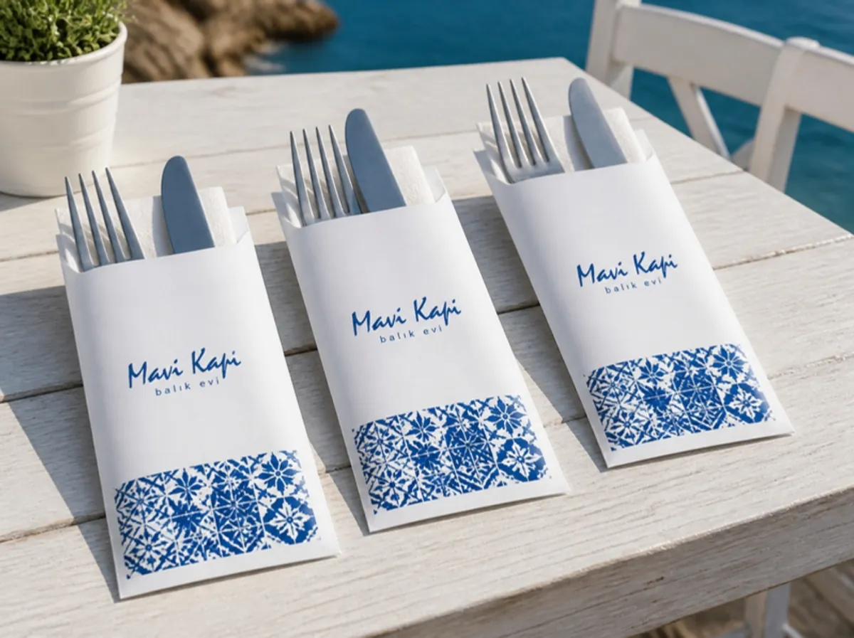 Mavi Kapı çatal bıçak kılıfları