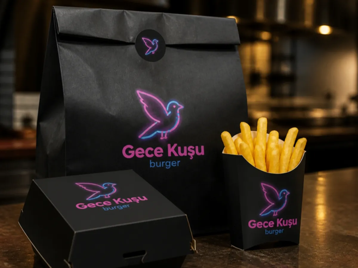 Gece Kuşu Burger paket servis ambalajı