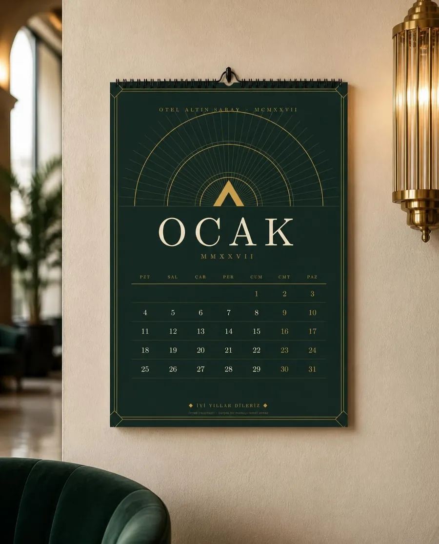 Art Deco tarzında duvar takvimi örneği